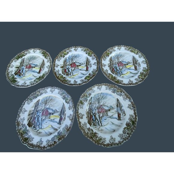 5 Johnson Bros Friendly Village "Sugar Maples" 6 3/8" Bread Plates - Picture 1 of 3